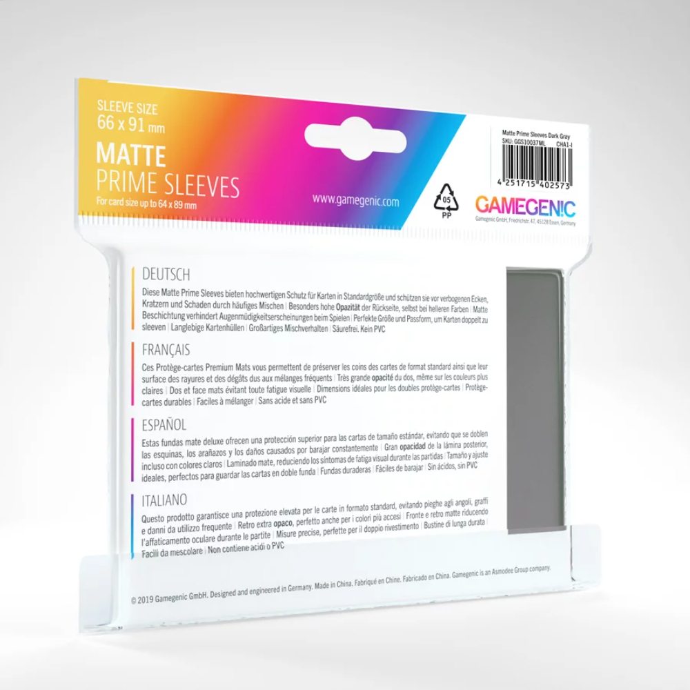 GameGenic - Matte Prime Sleeves: Grey (100) - Image 3
